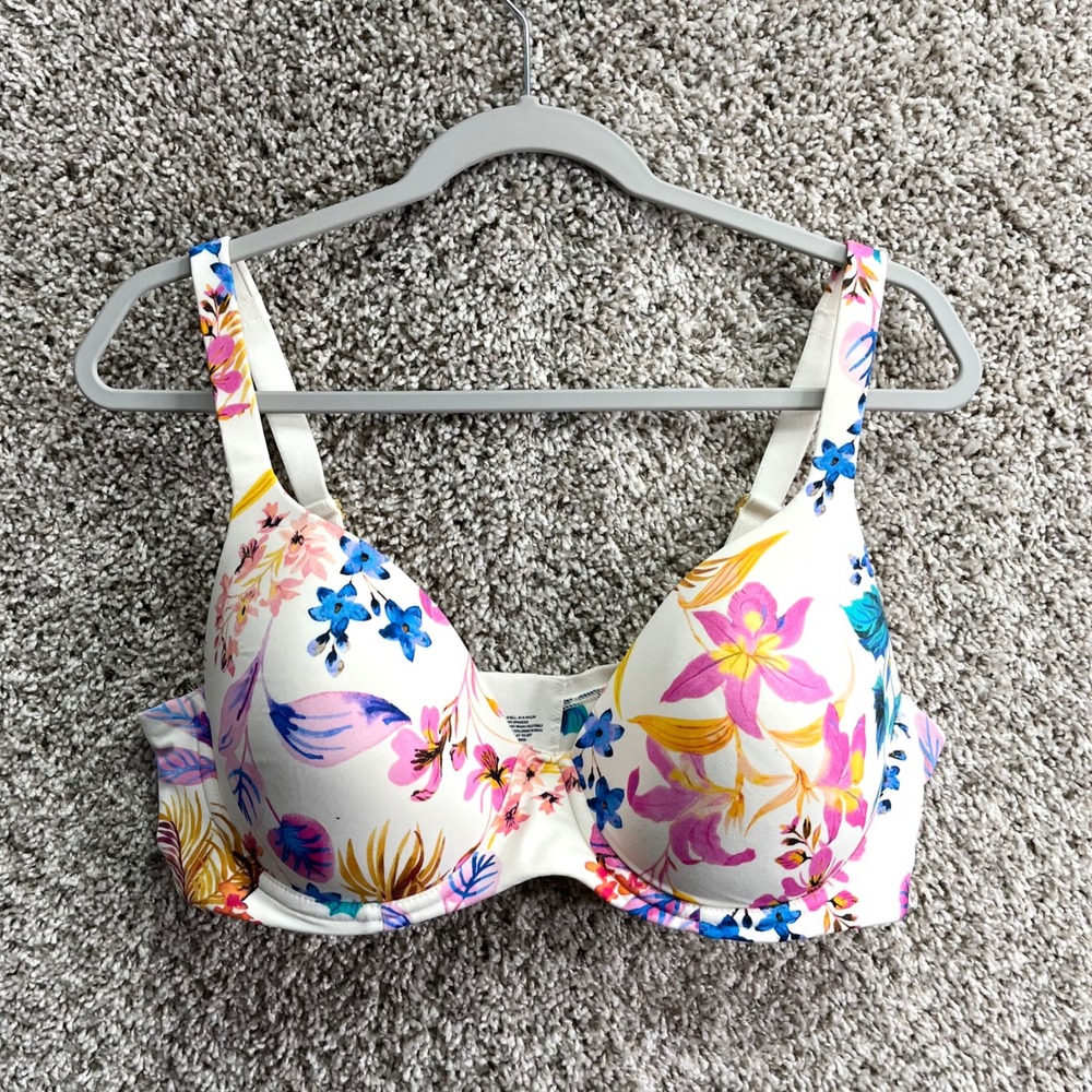 Soma Bra Women's 40D White Floral Embraceable Perfect Coverage Underwire